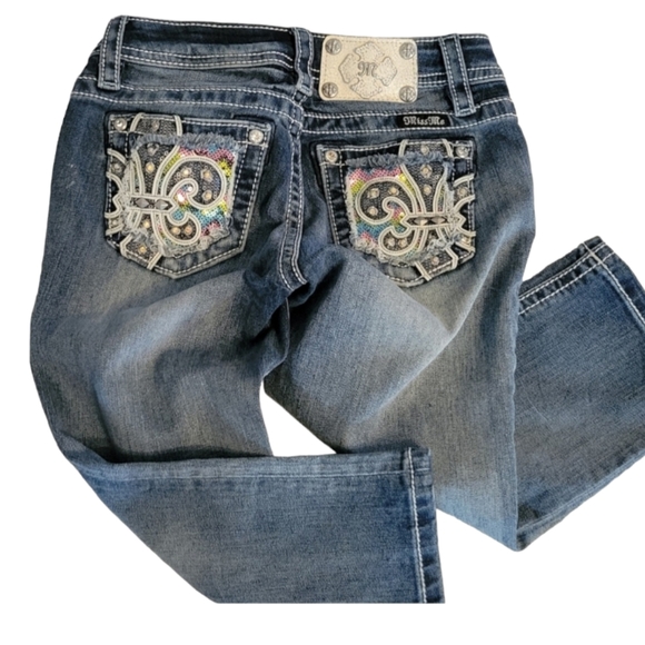 Miss Me Girls Size 12 Cuffed Capri jeans - Picture 1 of 11